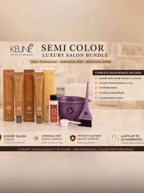 Keune Lux Haircare Salon2Home Color Bundle - Demi-Permanent Hair Color